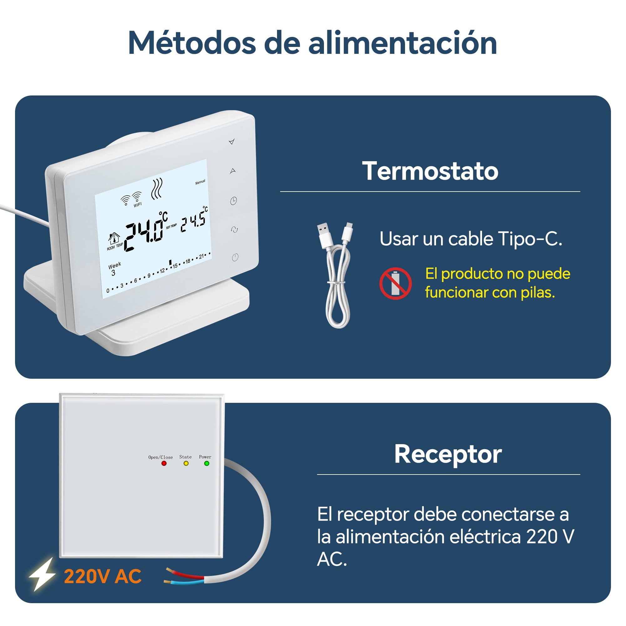 Termostato WiFi de caledera con Alexa,Control Vocal.Termostato programable Tuya,Control Remoto por App o la Pantalla de táctil.Termostato Portátil para Calefaccion de Gas/Agua 306RF