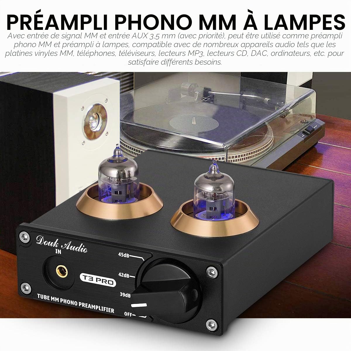 Préamplificateur phono MM HiFi avec de mini tubes à vide Étage de pré amplification audio stéréo Manuel (français non garanti)