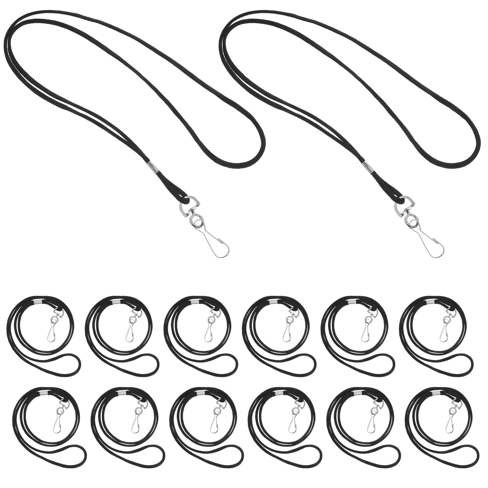 Cordon pour Badge Noir 100 Pièces en Polyester avec Clip | Lanières Porte-badges avec Boucle Détachable, pour Cartes D'identité et Badges, Usage École et Bureau
