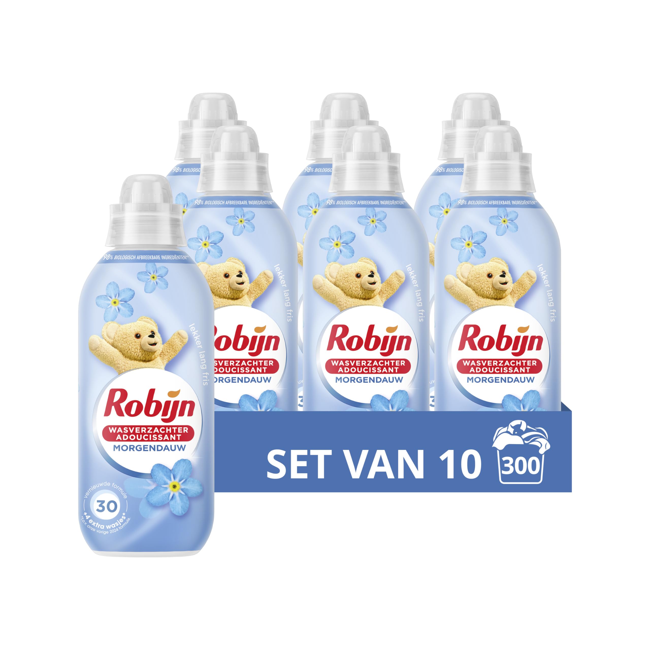 Robijn Morgendauw Wasverzachter, met de heerlijke en mystieke geur van de vroege ochtend, geïnspireerd door de natuur - 10 x 30 wasbeurten - Voordeelverpakking