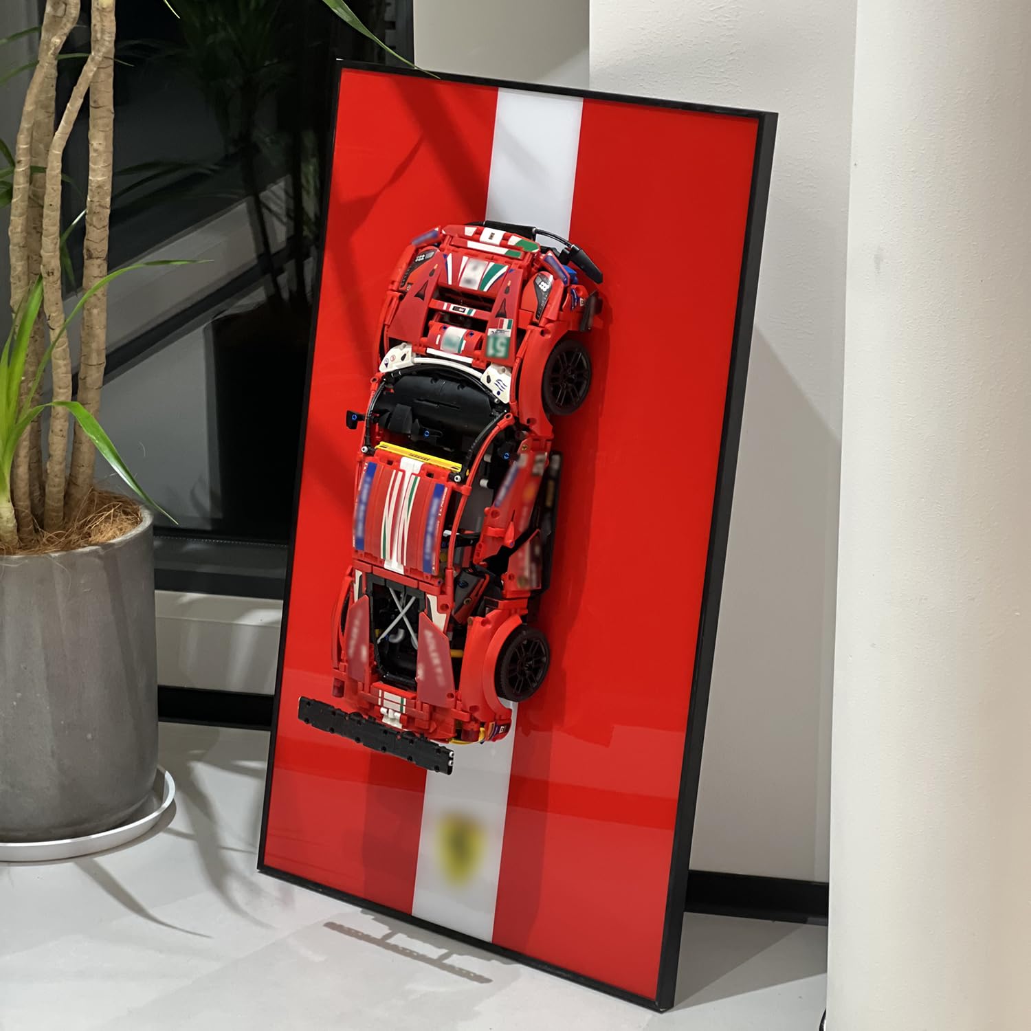 iLuane Display Wallboard for Lego Technic Ferrari 488 GTE “AF Corse #51” 42125 - Champion GT Series Sports Race Car, Adult Collectibles Wall Mount, Home or Office Décor (No Car Included)