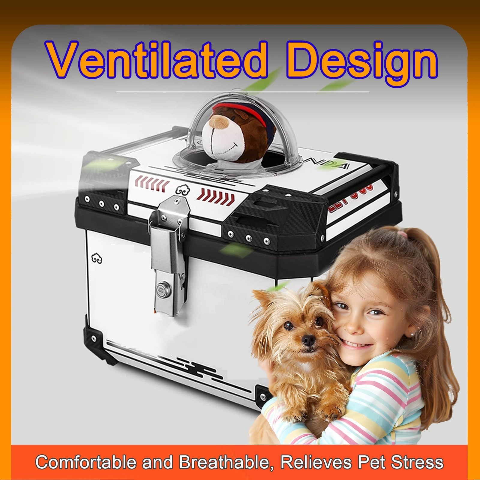 Trasportino Cane Moto Rigido Plastica Rigida Impermeabile Borsa Cani Moto Ben Ventilato Contenitore viaggio per gatti cani piccoli(Style 4,51 * 43 * 39cm)