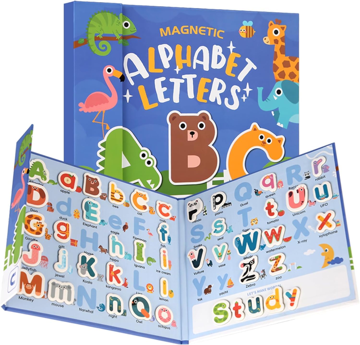 78Pcs Magnetic Alphabet Letters - Uppercase & Lowercase Fridge Magnets for Kids, Toddlers Educational Toys Alphabet Toys for 2 3 4 5 Years Old Kids Word Spelling for Home School