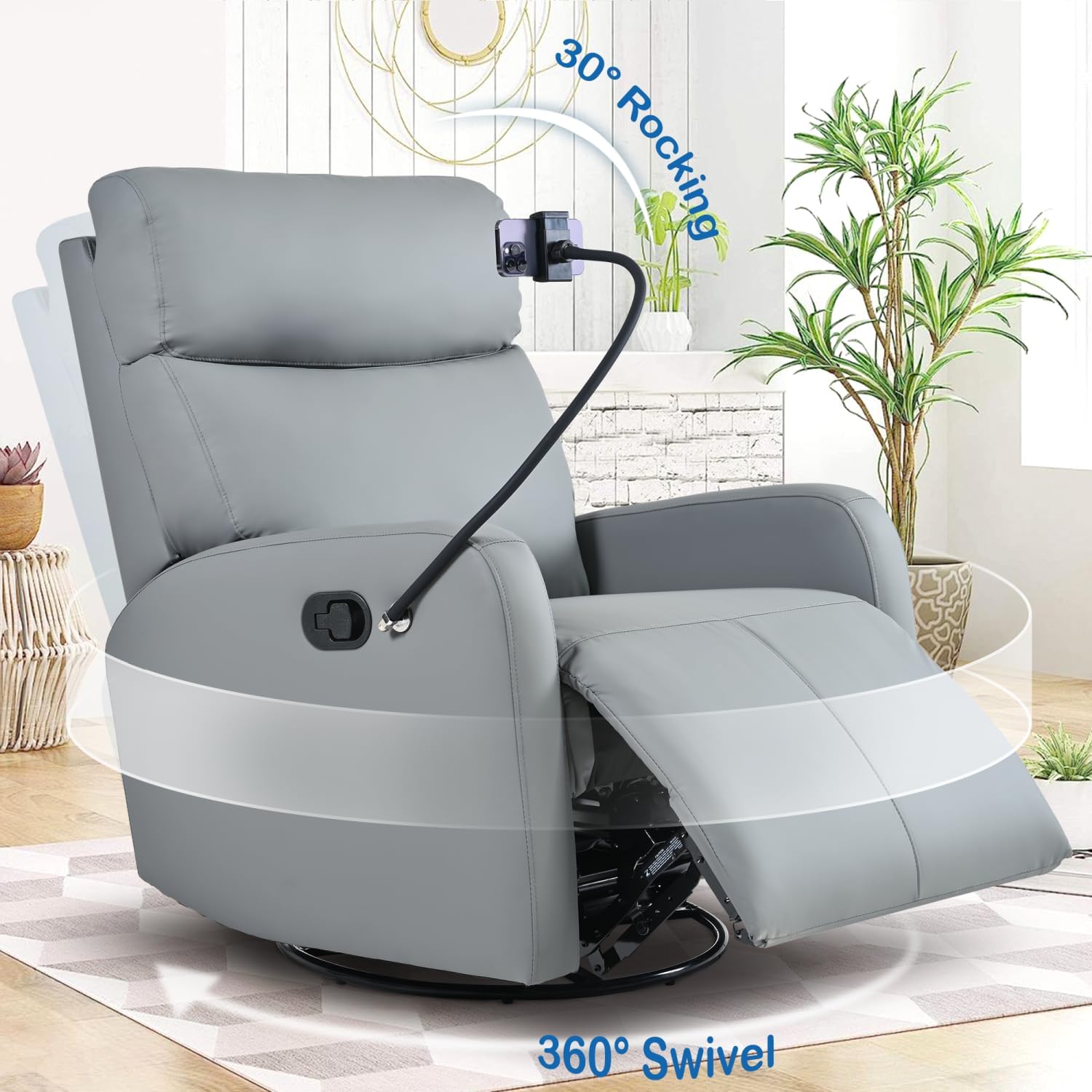 Geelife Swivel Rocker Recliner Chair, 360 Degree Nursery Rocking Chair