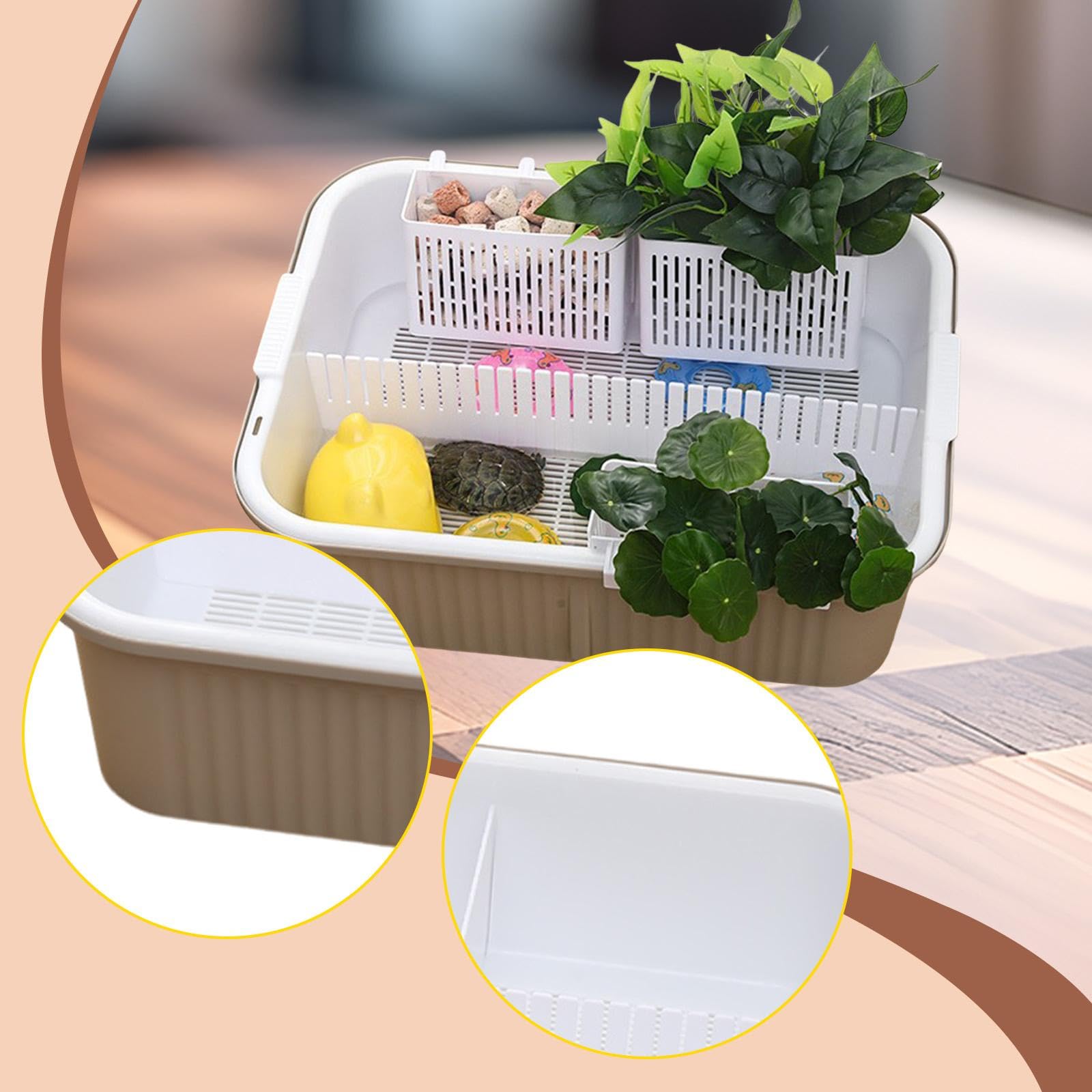 perfk Vasca per tartarughe, vasca per il bagno delle tartarughe, accessori, contenitore per cibo, contenitore per rettili, per l'allevamento di, Bianco