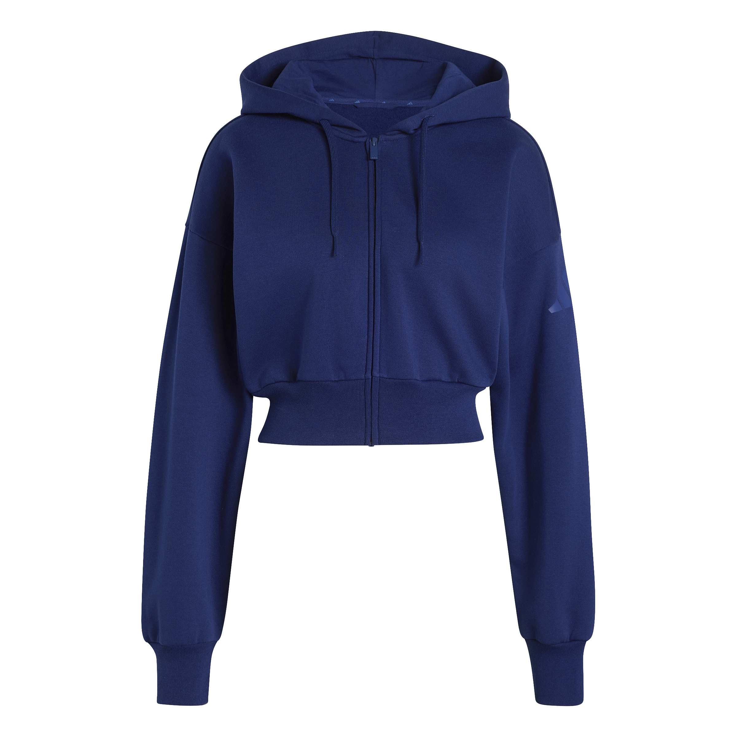 adidas Kobiety Essentials Contemporary Fleece Full Zip Hooded Sweatshirt, dark blue, M