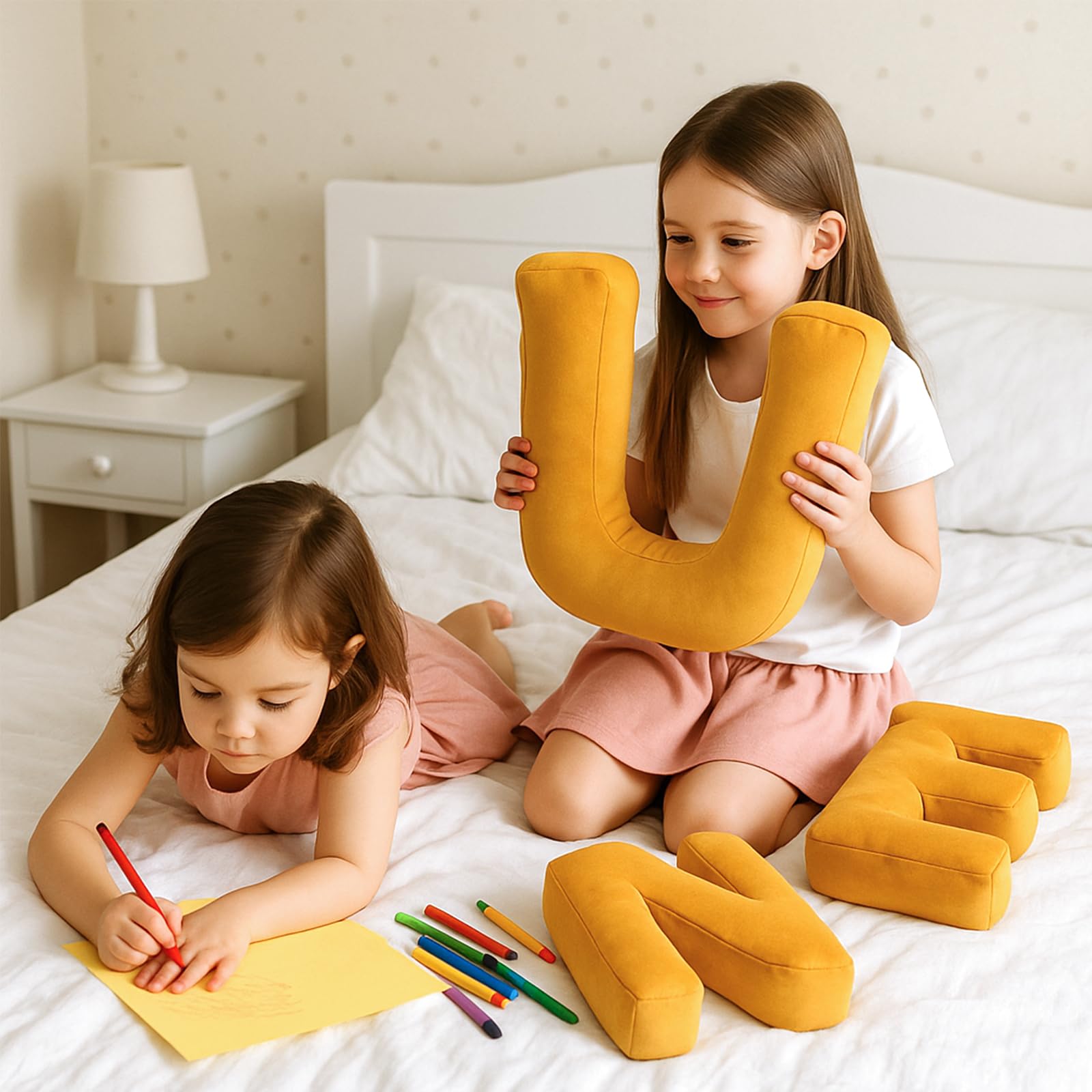 Cuscino a forma di lettera di peluche, 40 x 35 x 10 cm, 26 cuscini dell'alfabeto inglese, carino, inglese, alfabeto, per camera dei bambini, divano, letto, pavimento, decorazione per la casa (A)