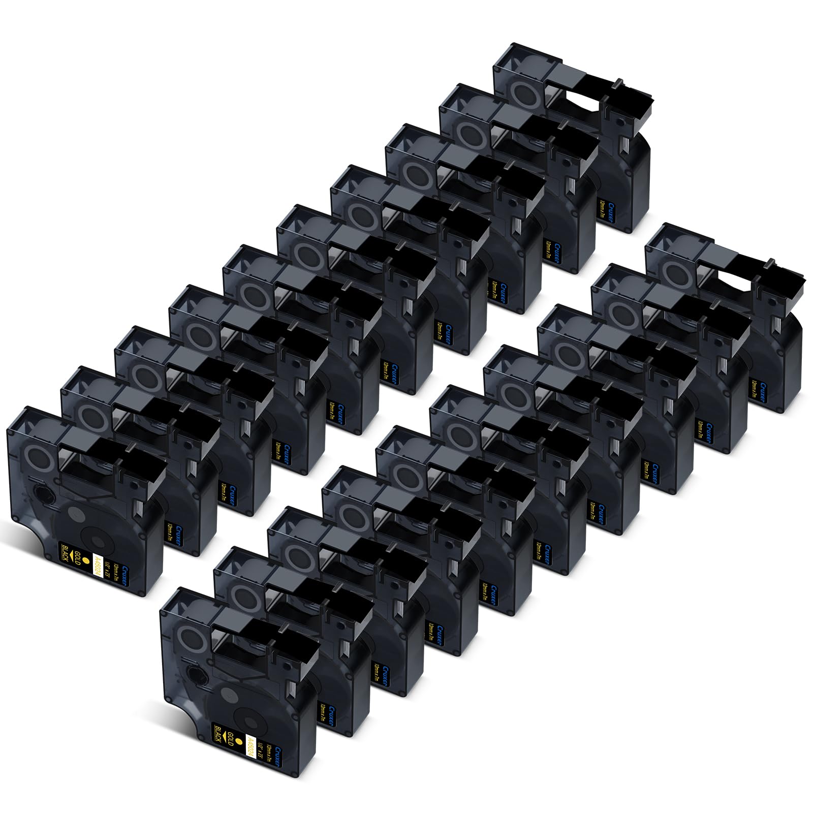 Cruxer Pack de 20 cintas de etiquetas compatibles con Dymo D1 45024 S0720640 A45024, dorado sobre negro, 12 mm x 7 m, repuesto para Dymo LabelManager 160 210D 500TS Labelpoint 100 350 Labelwriter DUO