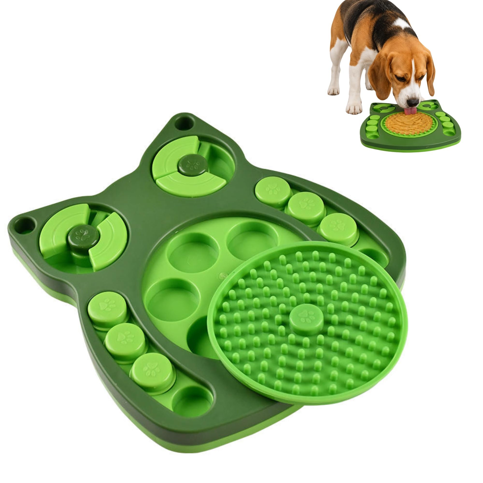 Gamelle lente interactive pour chiens et chats type puzzle - Distributeur de friandises et friandises à lécher, tapis en silicone antidérapant et anti-stress, base imperméable IPX5 solide