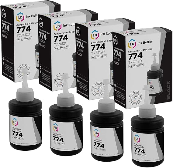 LD© kompatibel Epson 774/T774/t774120 Set von 4 Hohe Kapazität schwarz Ink  Flaschen für Gebrauch in Expression et-3600 \u0026 WorkForce et-16500, et-4550 :  Amazon.de: Computer \u0026 Zubehör