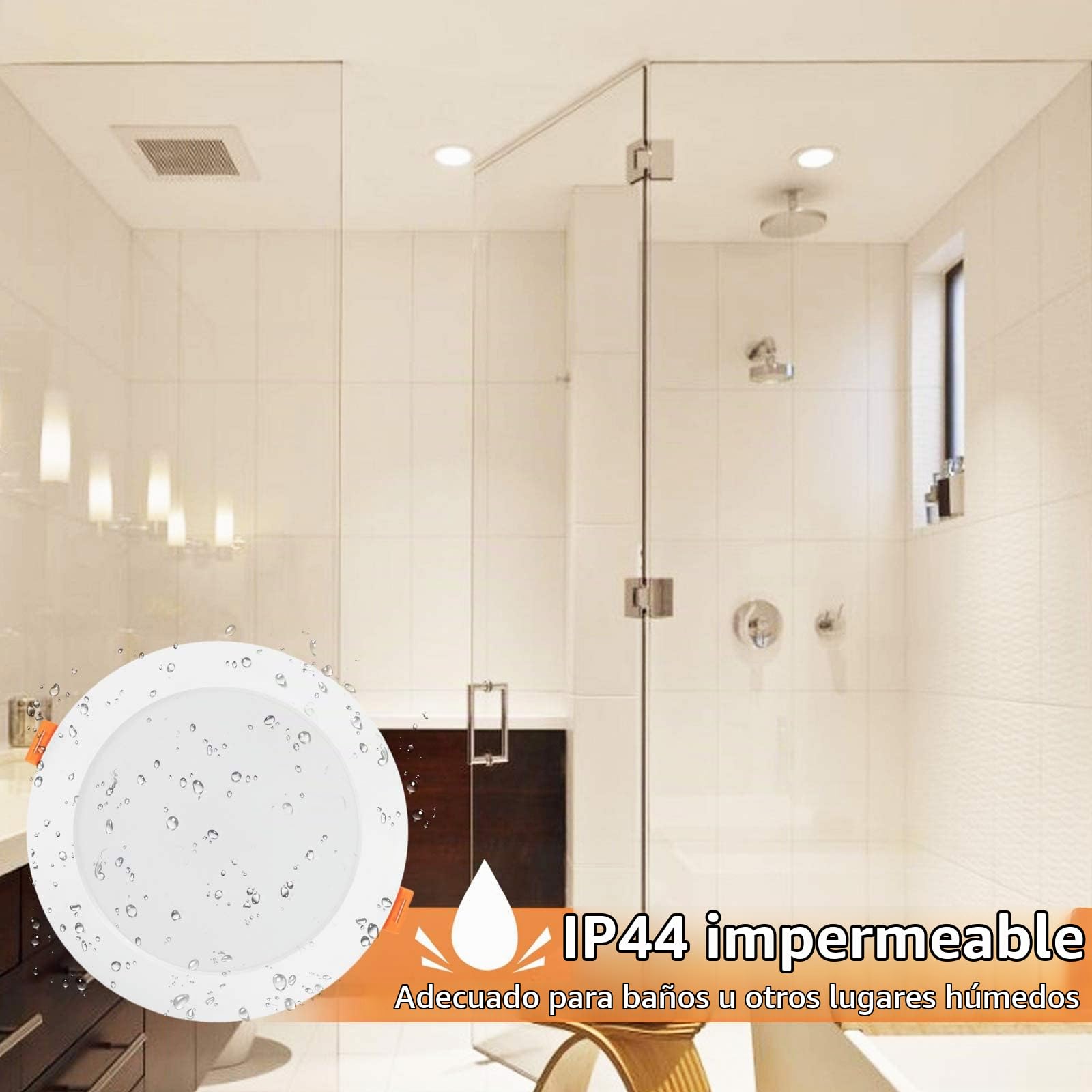 Tomosu Downlight LED Techo Empotrable Regulable 10W, Blanco Neutro 4000K | Pack de 20, IP44 Focos LED Interior Baño 10W 1000LM,3 Intensidades Sin Regulador,Corte 115-125mm, Ojos de Buey Led para Techo