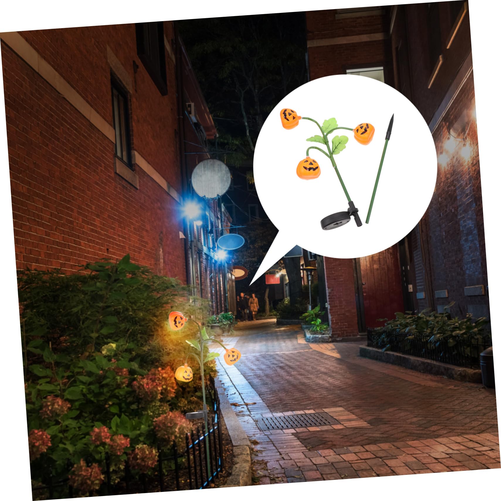 Gogogmee 1pc LED Solar Pumpkin Stake Light Outdoor Garden Lamp for Halloween Decor Durable Plug Design with Efficient Solar Panel Fun Lawn Light for Parks and Gardens