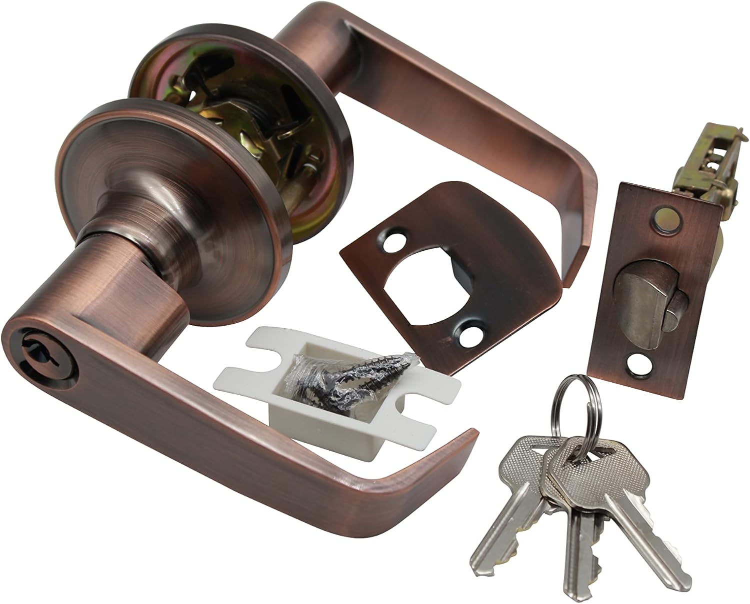 LOCKSET Entry Door Lever Lock Set, Keyed Front Door Handle for Entry