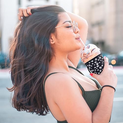 Miniatura 10 de Funda aislante de neopreno para taza de café helado, 12 piezas, con asa (22-24 onzas, estilo elegante)