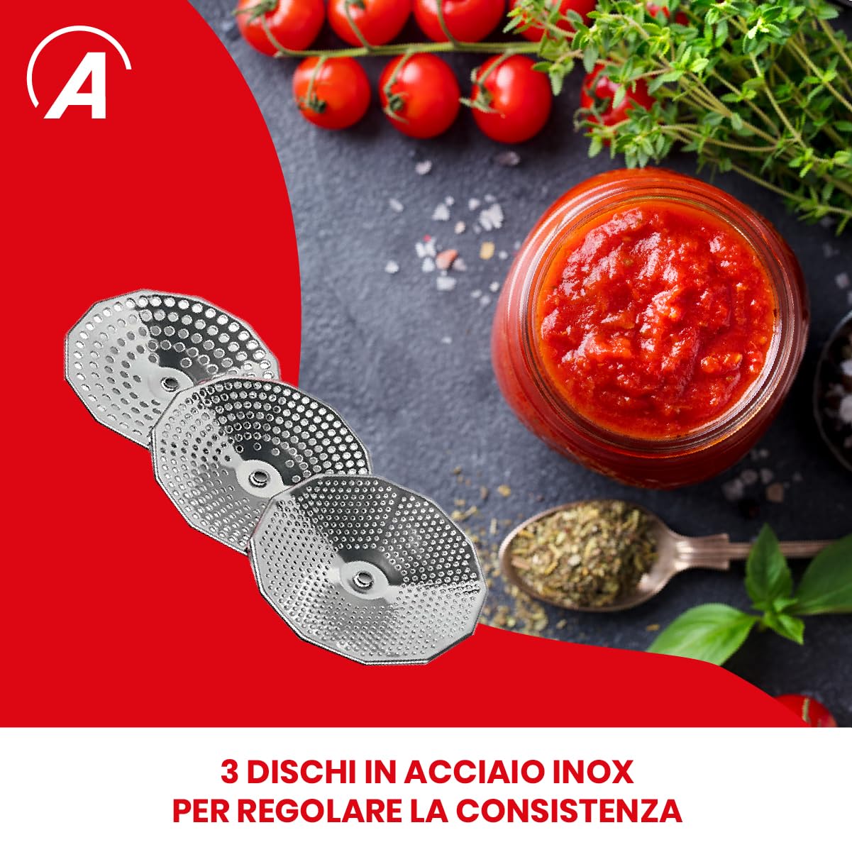 Ardes VEGGY Macchina Elettrica per Purè e Creme, 3 Dischi da Taglio in Acciaio Inox
