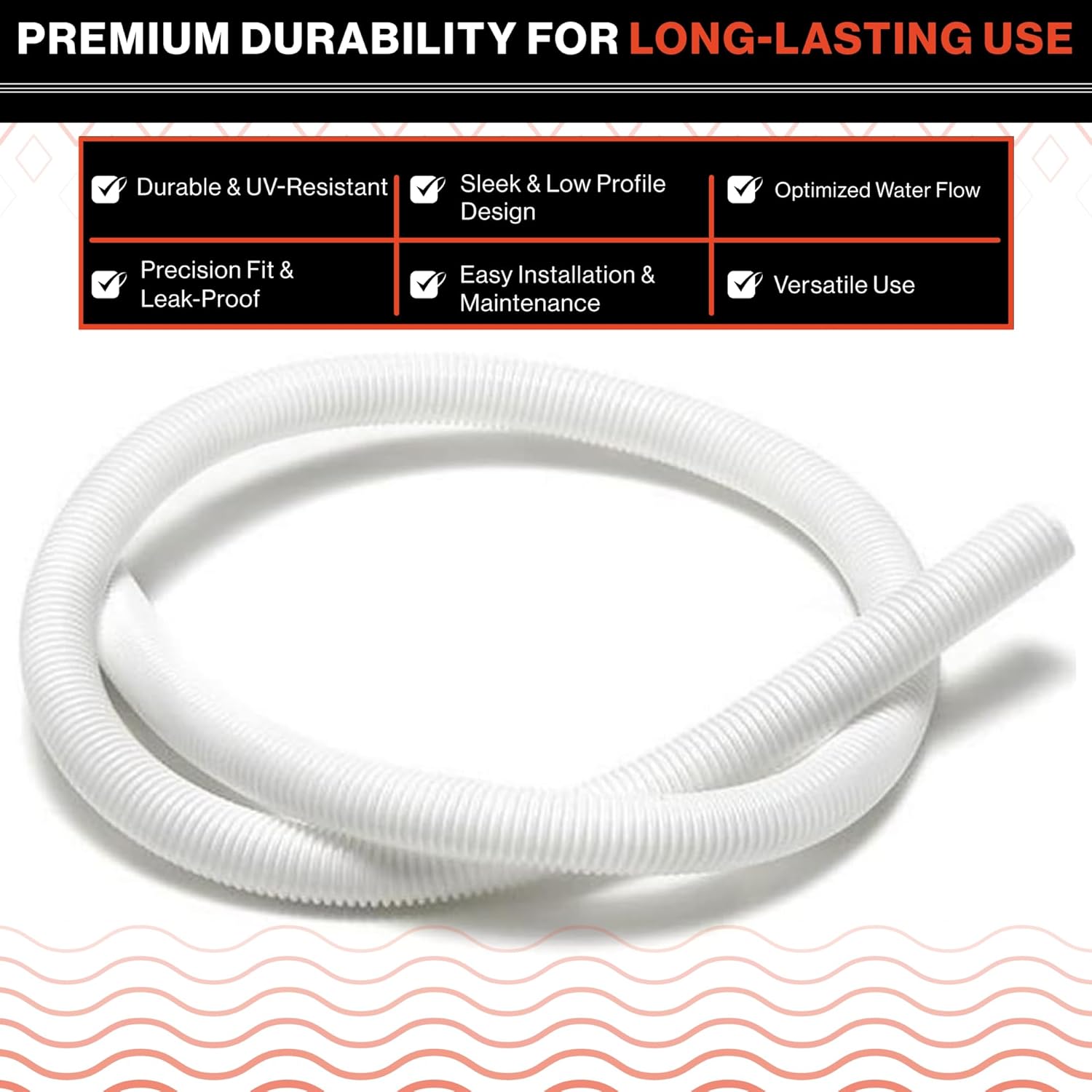Swimables 9-100-3102 6-Ft Cuff-Less Feed Hose | Replacement for Polaris 360 Pool Cleaner | Heavy-Duty, Durable Vacuum Hose for Inground Pools | Pack of 3