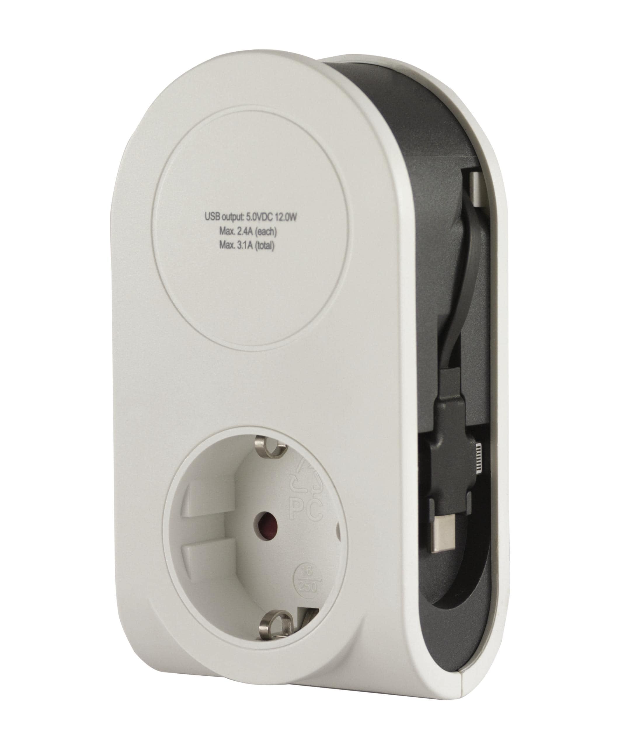 REV USB Ladegerät Flex – Praktisches 3 in 1 Ladegerät mit Lightning, Micro, USB & USB-C Stecker, 80cm – weiß