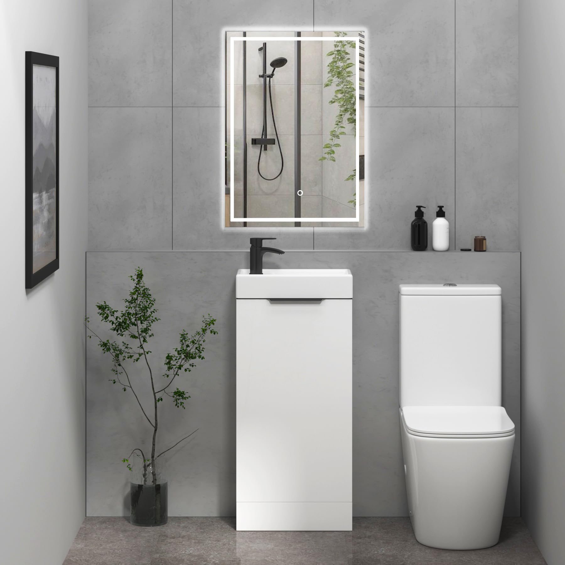 400mm Floor Standing Bathroom Vanity Unit With Basin - Image 2