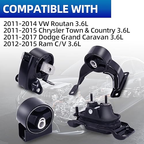 Miniatura 2 de Juego de soportes para motor  Compatible con VW Routan 3.6L 2011-2014 y Chrysler Town & Country 3.6L 2011-2015 y Dodge Grand Caravan 3.6L 2011-2017