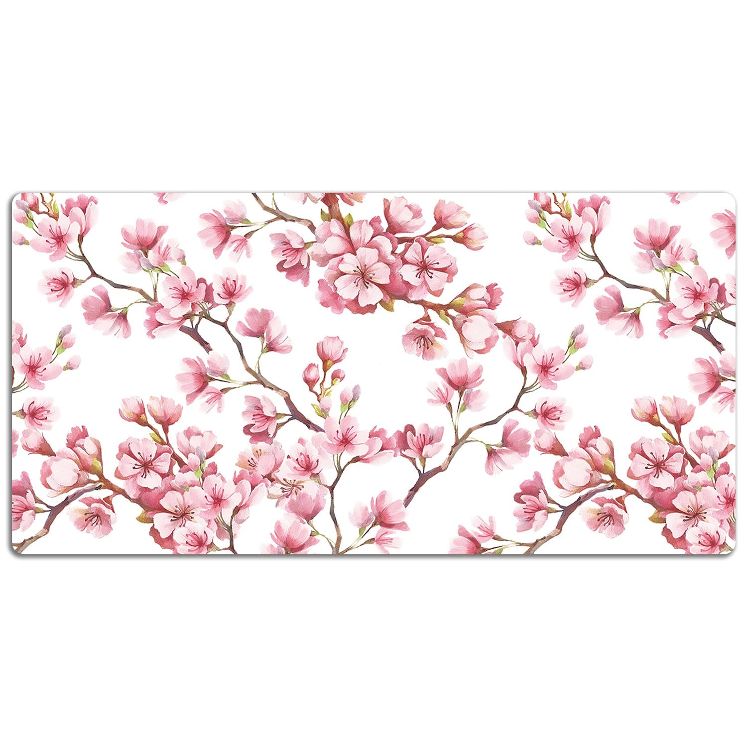 Tappetino da Scrivania 120x60 cm Protezione e Decorazione in Vinile PVC Antiscivolo Impermeabile Facile da Pulire Superficie Protettiva per Ufficio e Casa - Fiori rosa