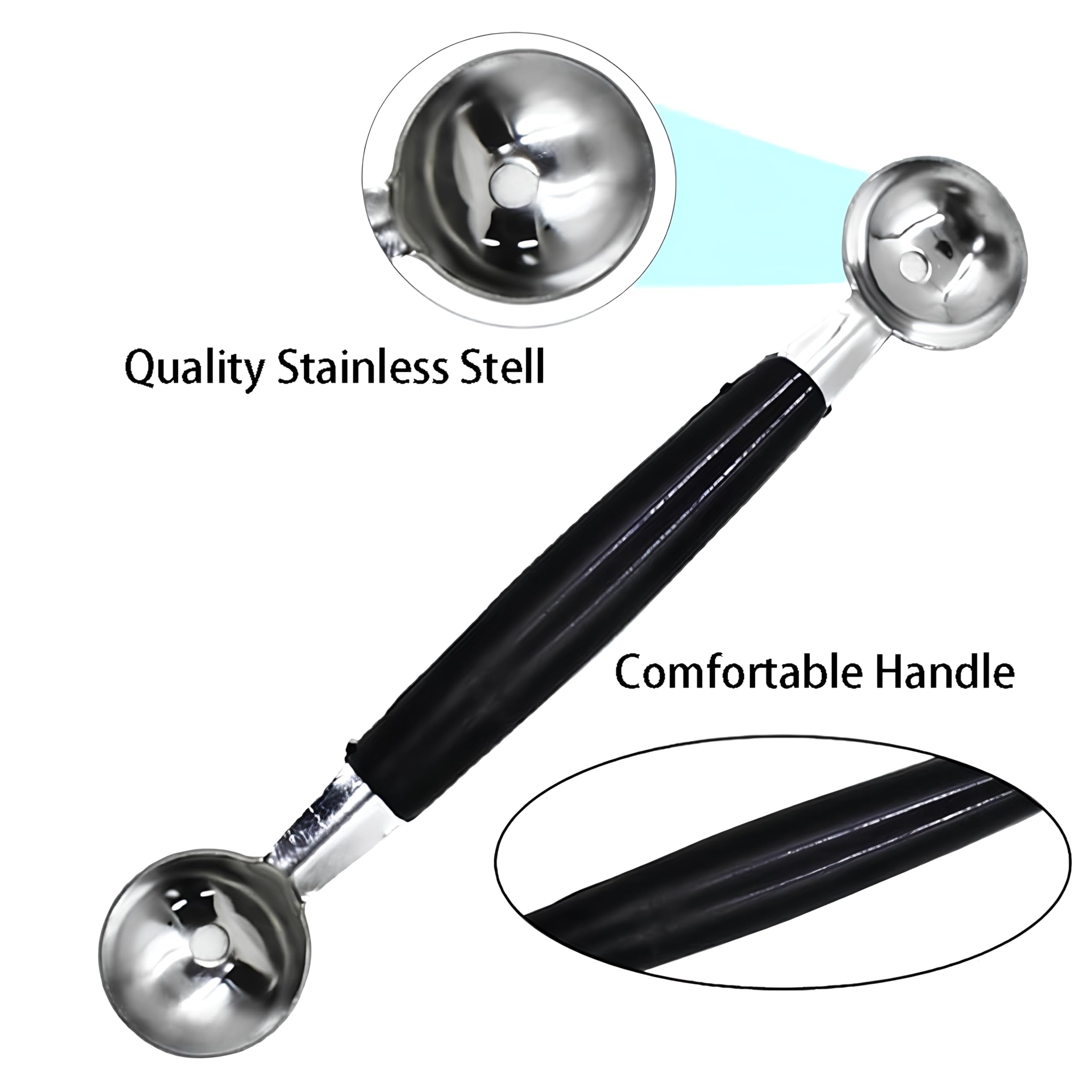 Scavini per Melone in Acciaio Inox 18 cm Doppia Funzione per Palline di Frutta e Gelato