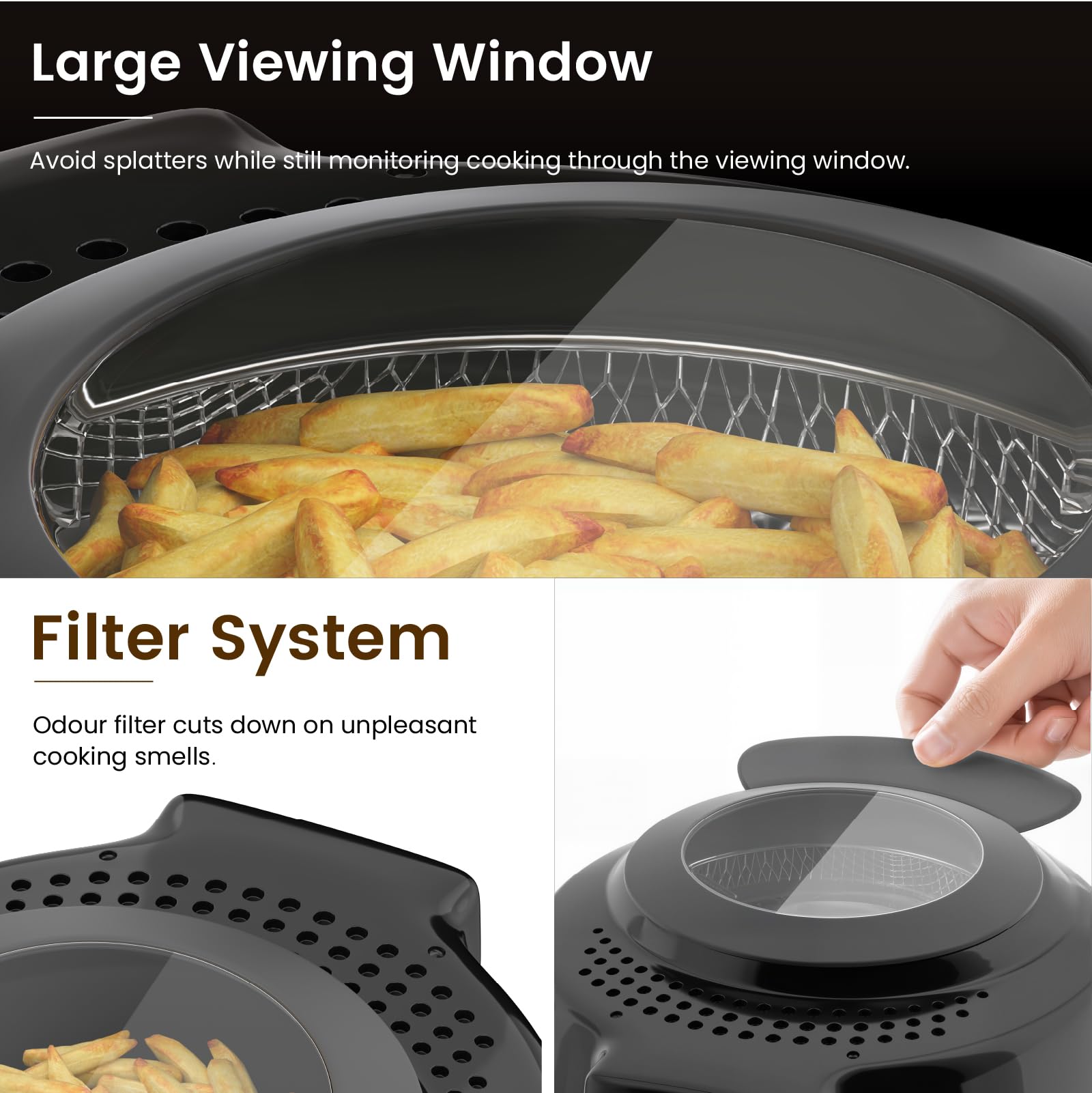 Friteuse mit Fett 1L Elektrische 950W Kompakte Mini Fritteuse Öl mit Temperaturregelung Edelstahl Filter für Knusprige Pommes Frites Hähnchen Fisch Snacks für Küche Haushalt Gastronomie