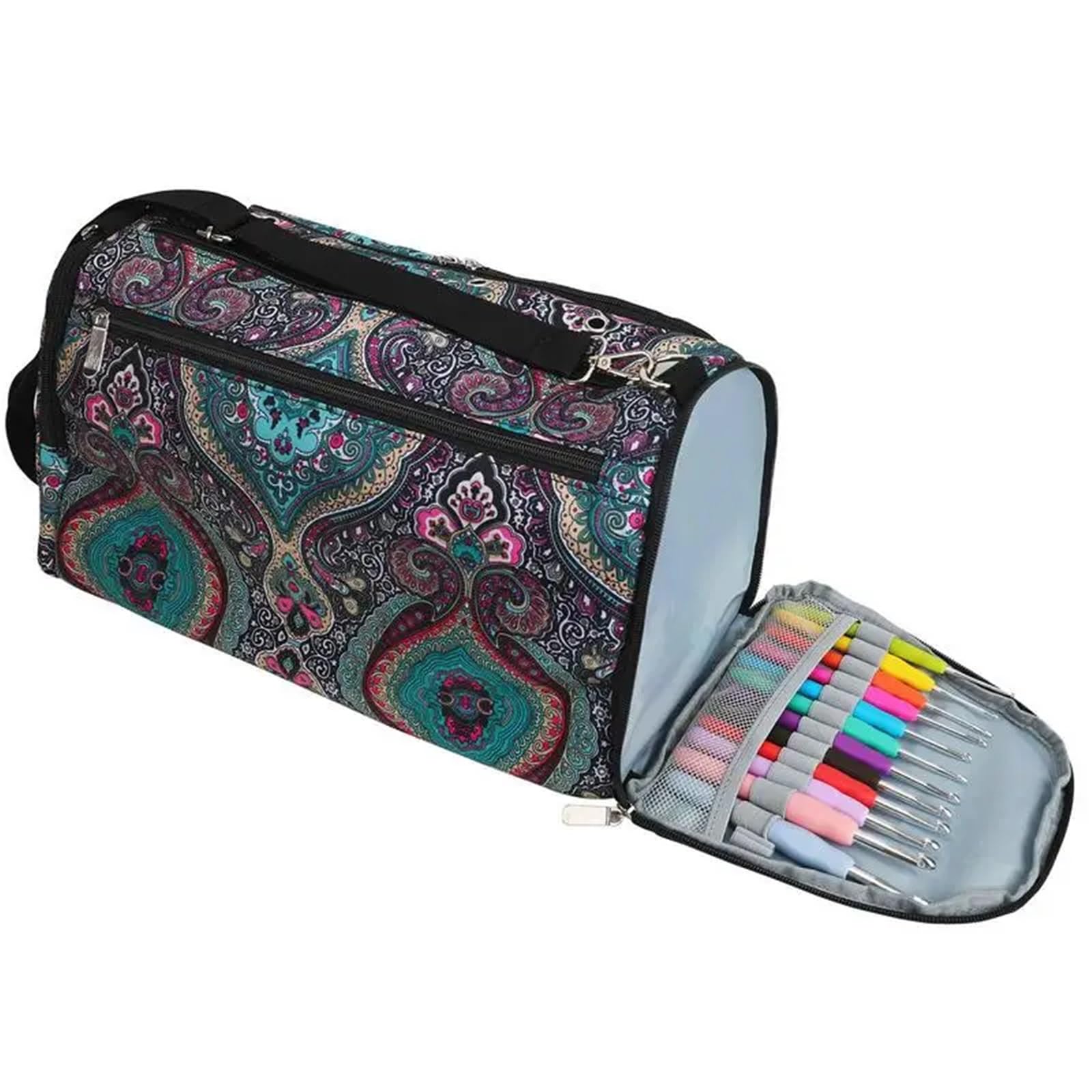 ZWCSHUU Sewing Organizer Bag Yarn Crochet Bag Knitting Organizer Crocheting Bags and Tote for Needles Hooks