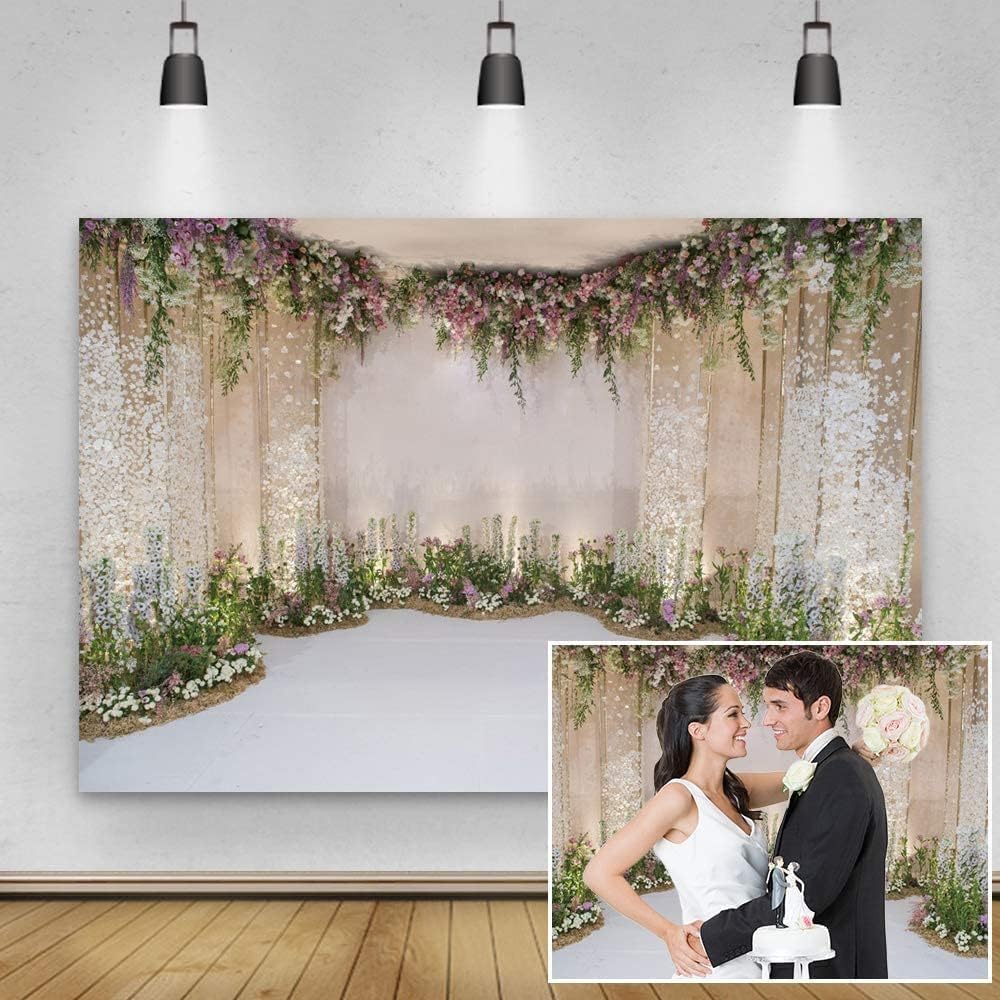 Hochzeits-Hintergrund Aus Vinyl – Mit Blumen & Gras-Motiv, 3 X 2,4 M, Für Fotoshootings, Partys, Jubiläen