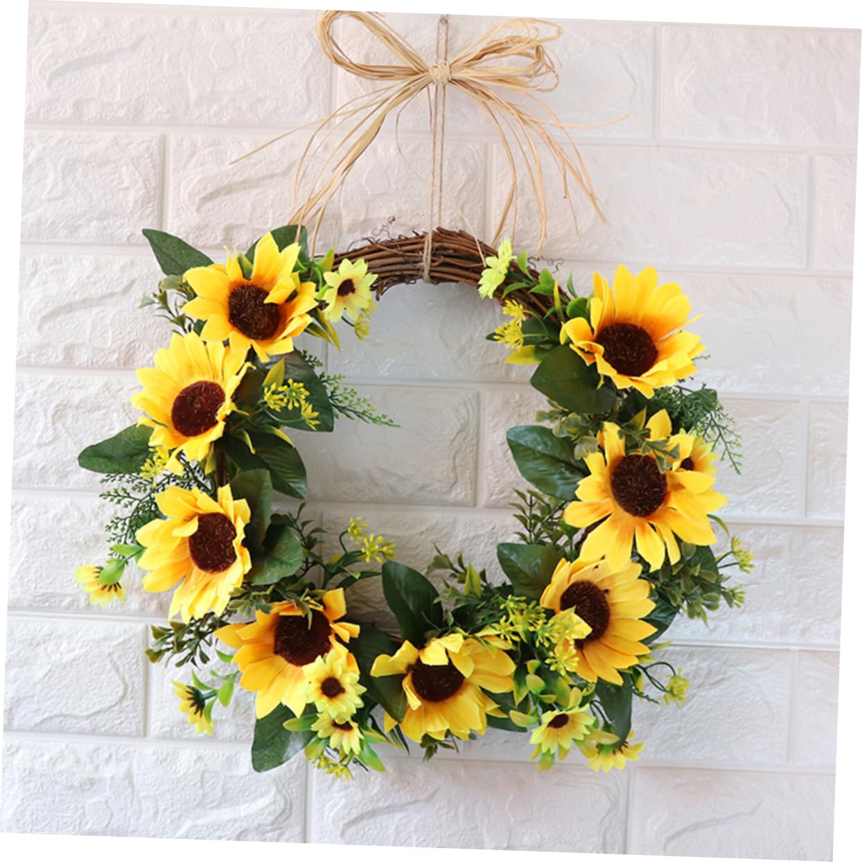 Alipis 2 Pz Simulazione Girasole Ghirlanda della Porta d'ingresso ghirlande Verdi per la Porta d'ingresso addobbi Matrimonio Ornamento vetrina Ghirlanda sospesa Artificiale Appeso al Muro