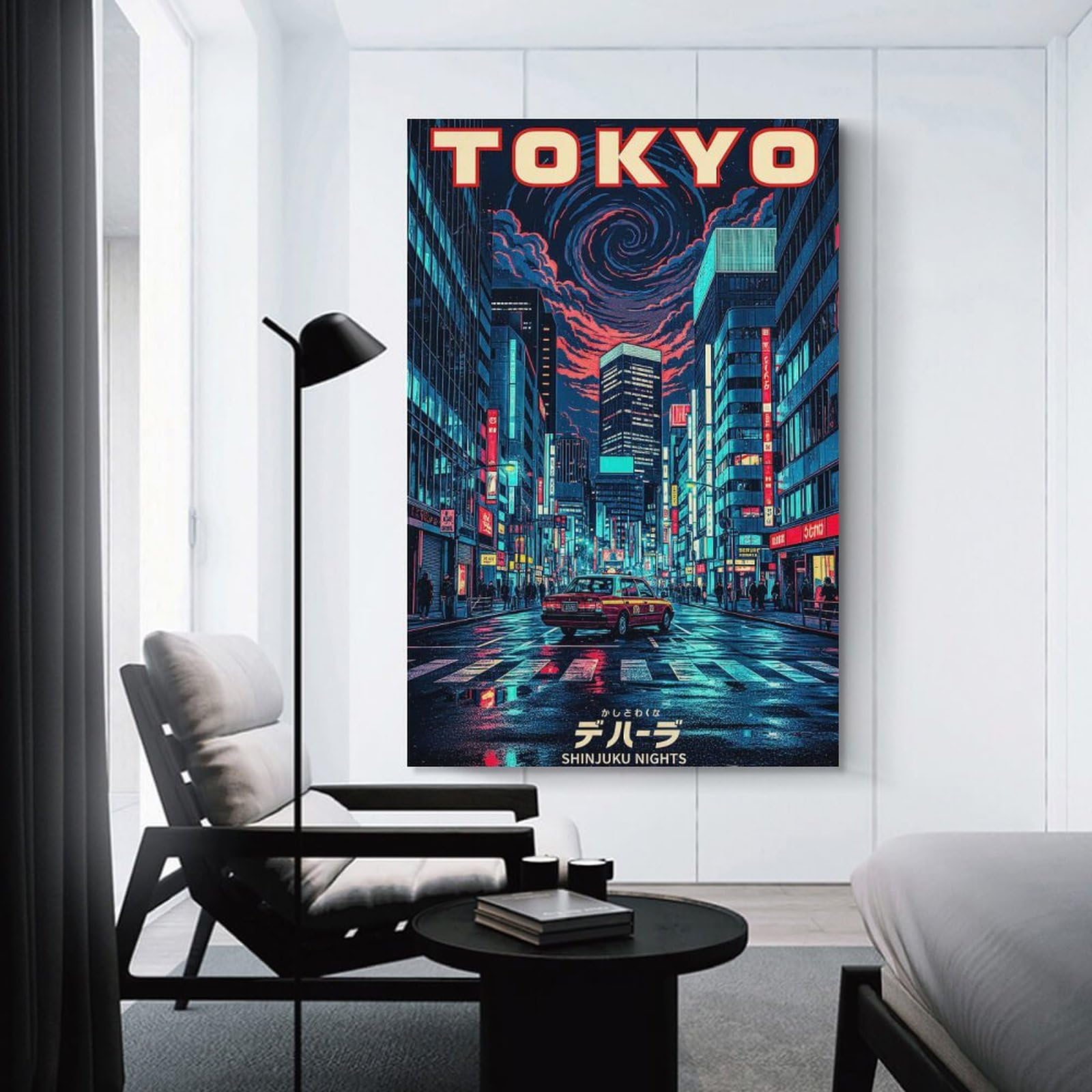 Junmoney Tokyo Shinjuku Nights Wall Decor Canvas Print, 08x12inch(20x30cm), for Bedroom, Lounge Or Dressing Area, Decorative Wall Art for Cosy Rooms