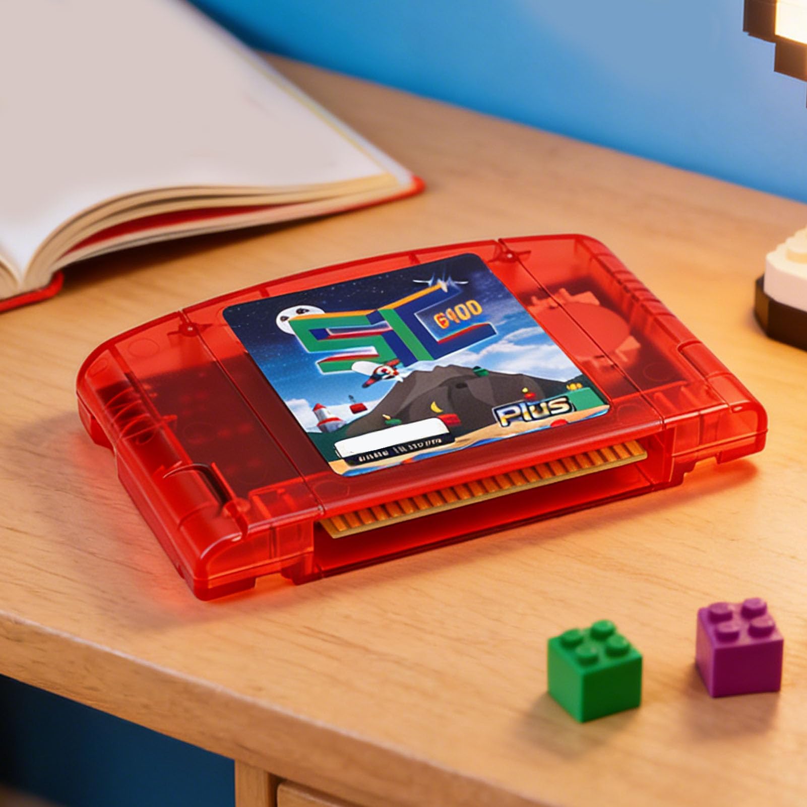 Sxhlseller Cartucho Flash N64 de Código Abierto, Cartucho de Juego de Código Abierto, de Juego HD Retro de Lectura Rápida con Copia de Seguridad de Guardado Automático, para Consola (rojo
