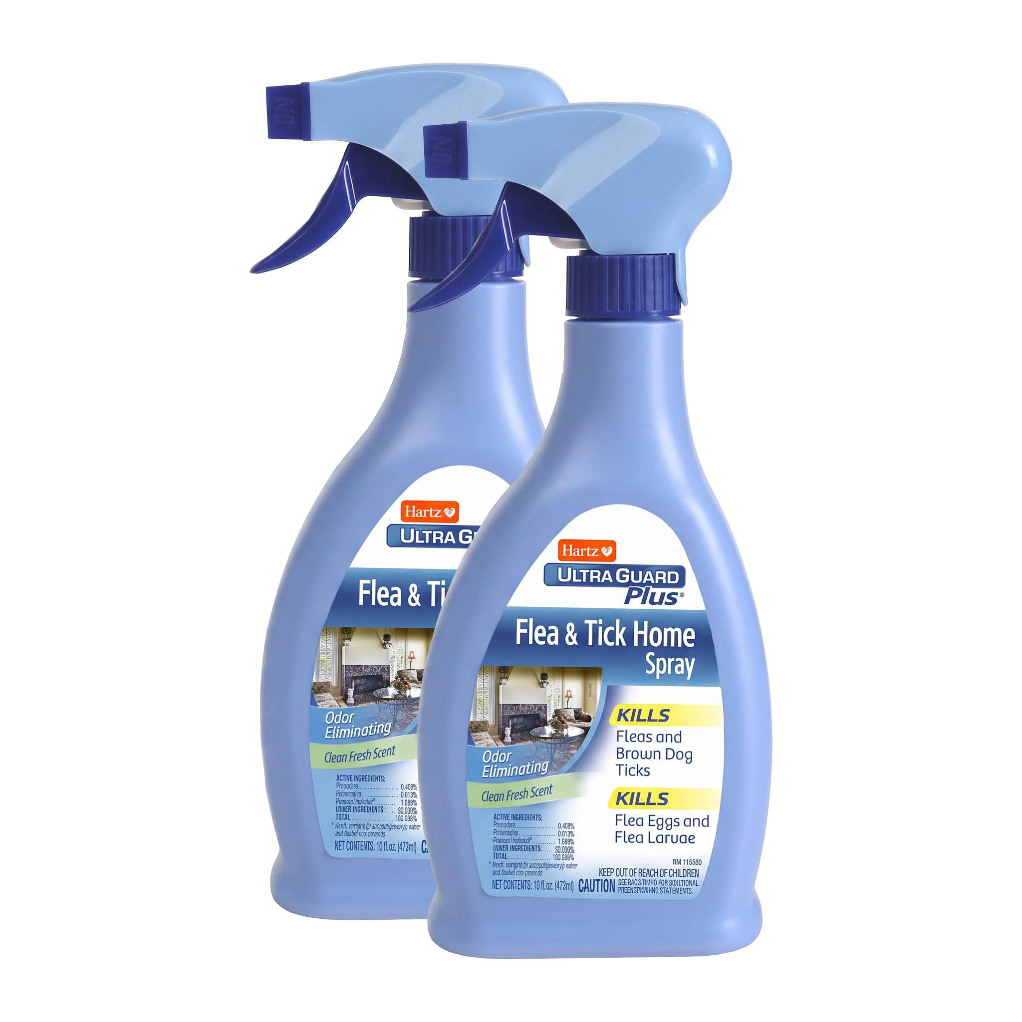 Hartz UltraGuard Plus Flea &amp; Tick Home Spray, Kills Fleas and Ticks, Clean Fresh Scent, 16 Ounce (Pack of 2)