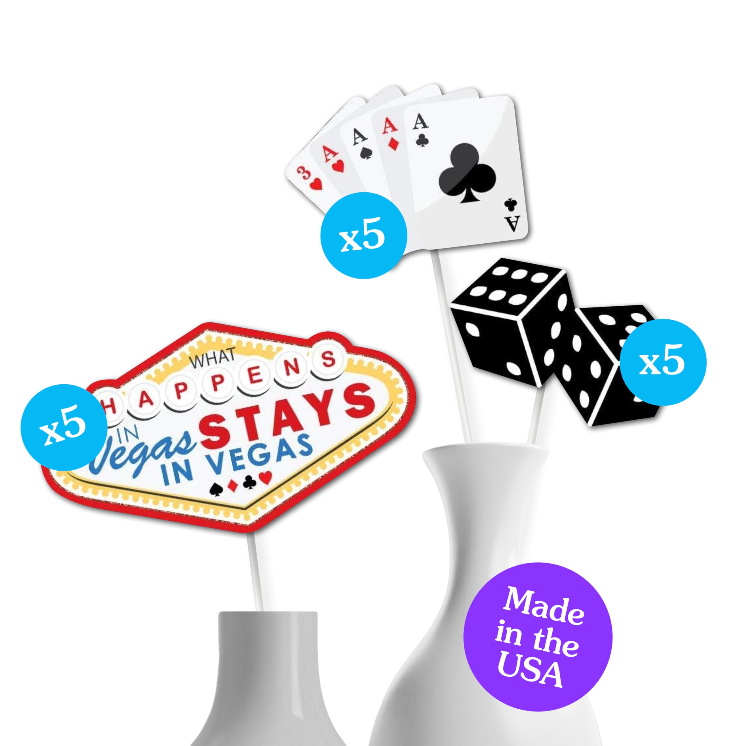 Big Dot of Happiness Las Vegas - Casino Party Centerpiece Sticks - Table Toppers - Set of 15