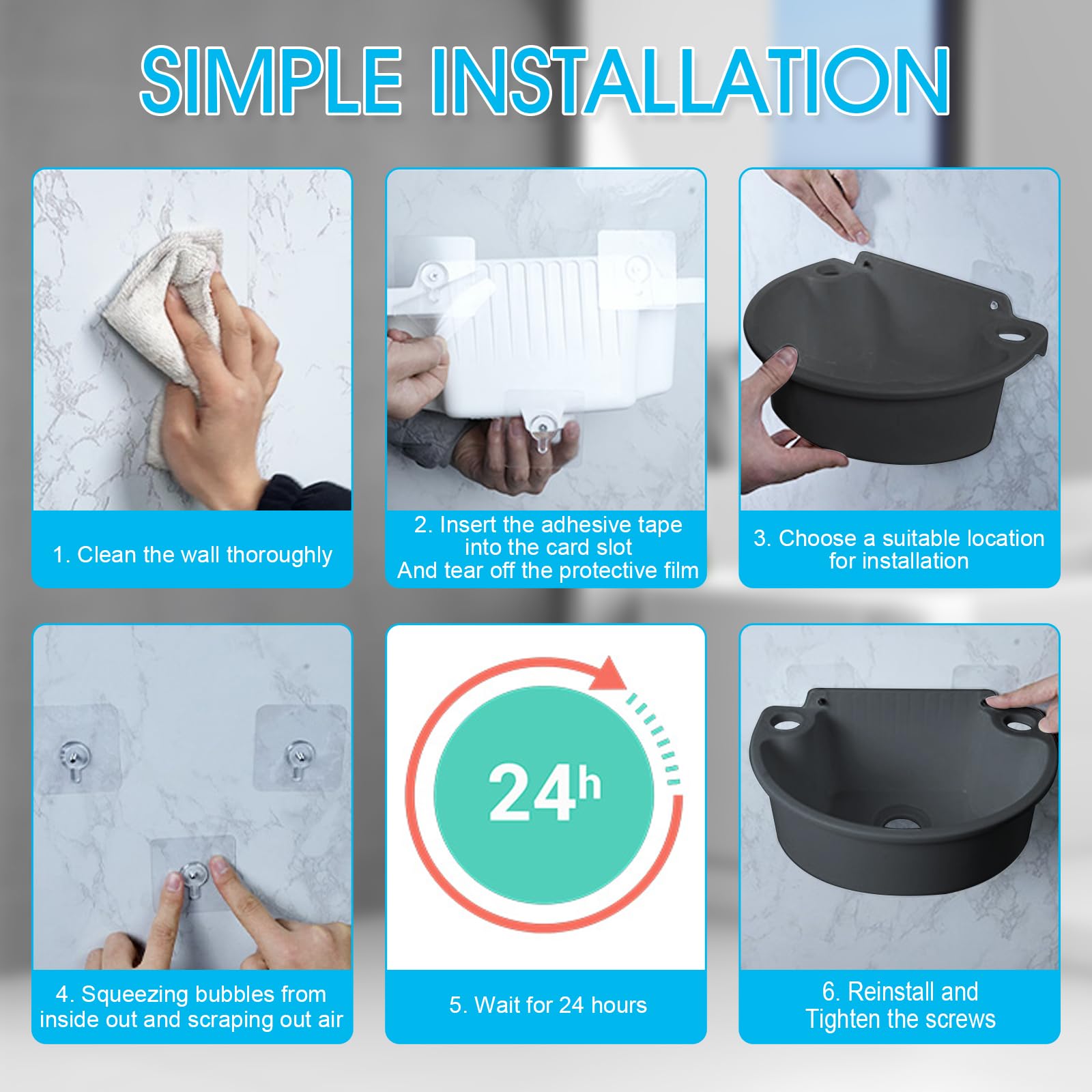 Lavandino in plastica, lavandino con scarico, piccoli lavandini sospesi con accessori di scarico, lavandino per camper per campeggio, giardino, cantina, cantiere WC (Grigio)