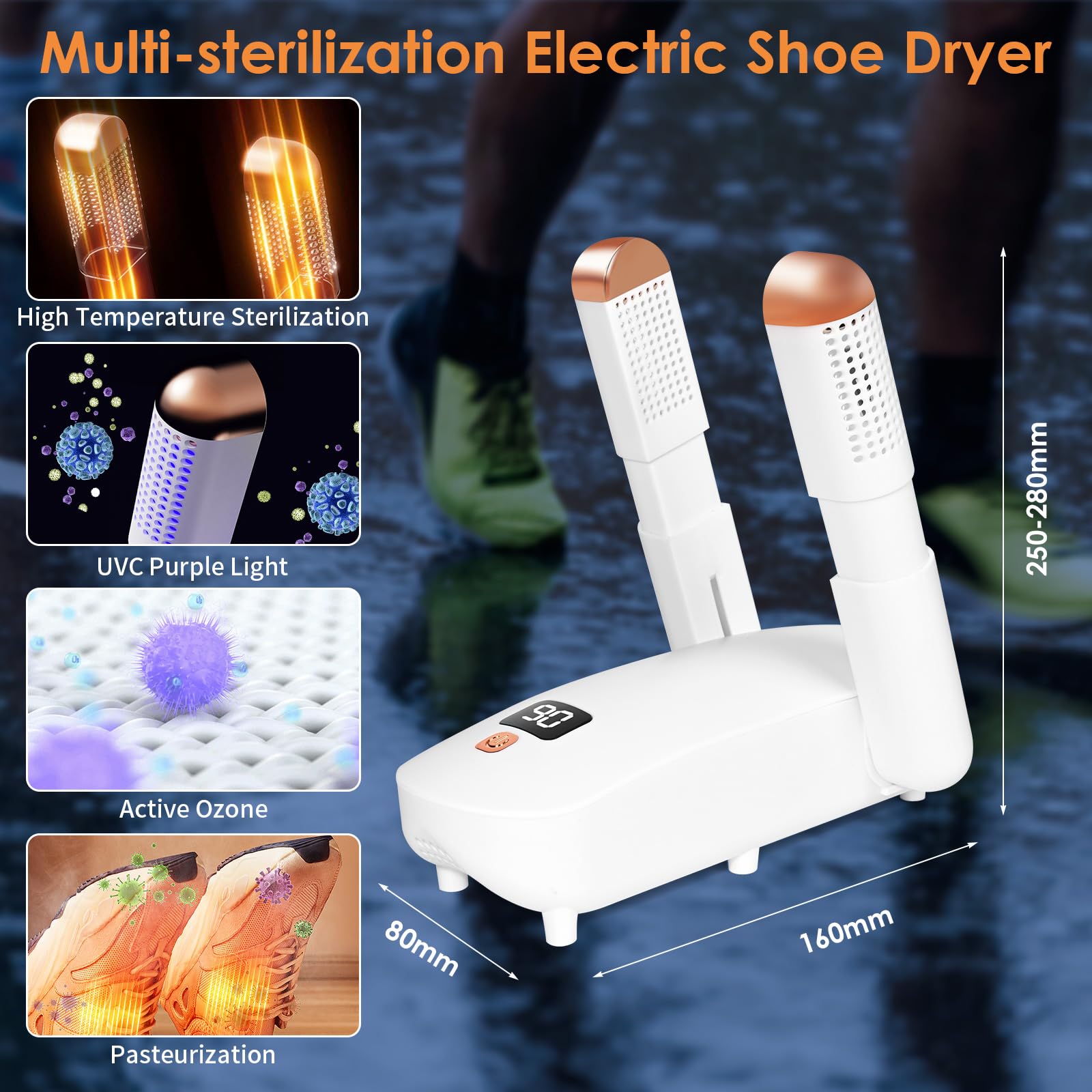Secador de Zapatos EléCTRico con Temporizador, Esterilizable MúLTiple para Zapatos, Botas, Guantes y Botas de Esquí
