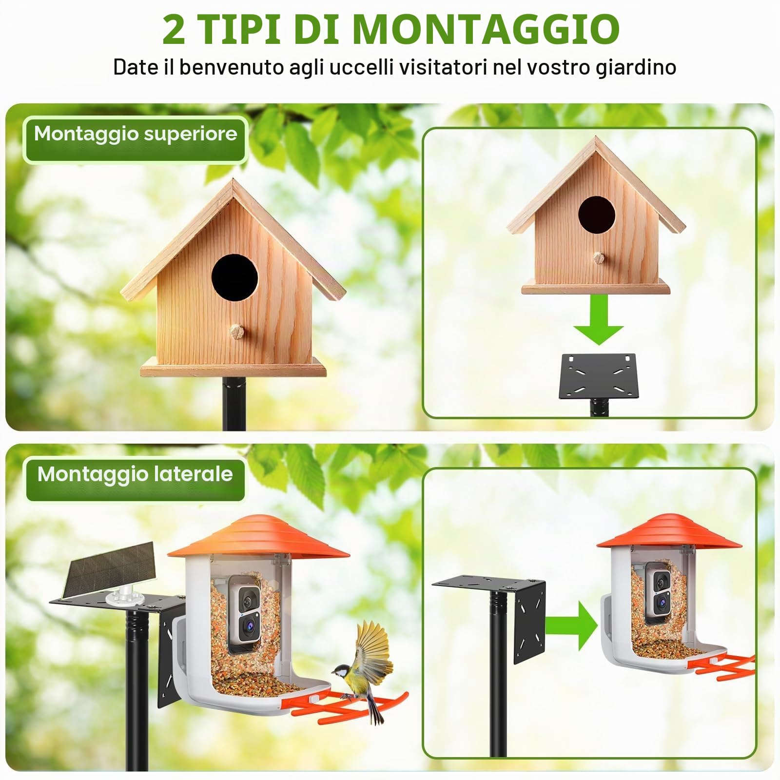 234 cm Mangiatoia per uccelli da esterni, Supporto Stazione Alimentazione Uccelli, Base Metallica Regolabile 5 Denti, Terrazza Decorazione Giardino (Senza Casetta) Kit Completo