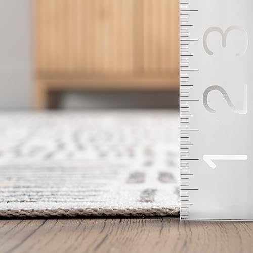 Miniatura 2 de nuLOOM Mitzi Abstract Lines Alfombra lavable a máquina, 5 x 8, gris claro