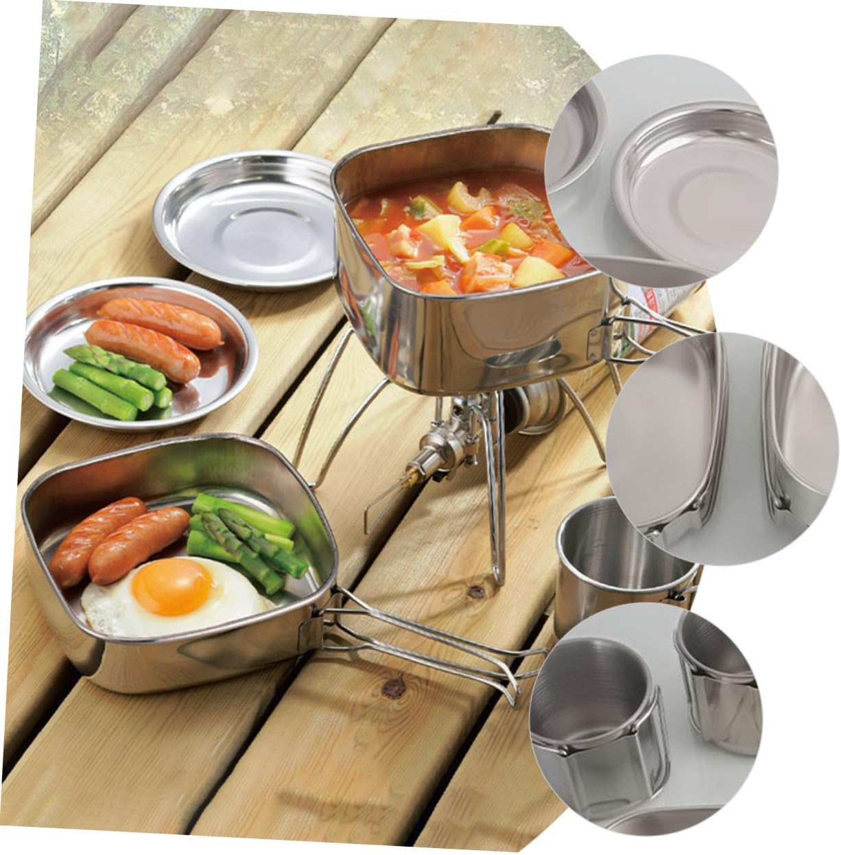 Outdoor Cooking Pan Camping Pot Nonstick Frying Pan Bowl Cup Compact Lightweight Cookware Kit