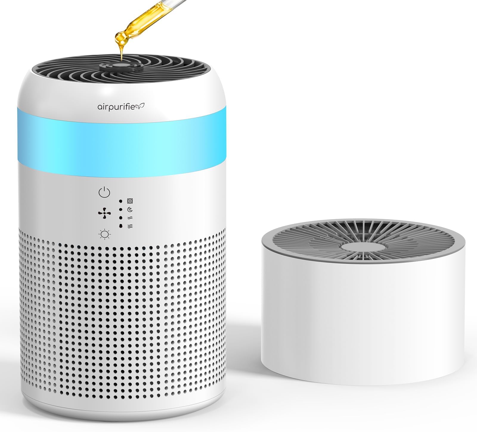 Air Purifier with Humidifier, Small, 12 tatami mats, Deodorizing, Tabletop, Hepa Filter, Pollen, Pet Disinfectant, Aroma Compatible, 7 Color Lights, Quiet, Energy Saving, Dust, PM2.5, Virus Allergies, White Demi Pro