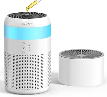 Air Purifier with Humidifier, Small, 22.7 sq ft 12 tatami mats, Deodorizing, Dust Collection, Tabletop, Quiet, 7 Color Lights, White