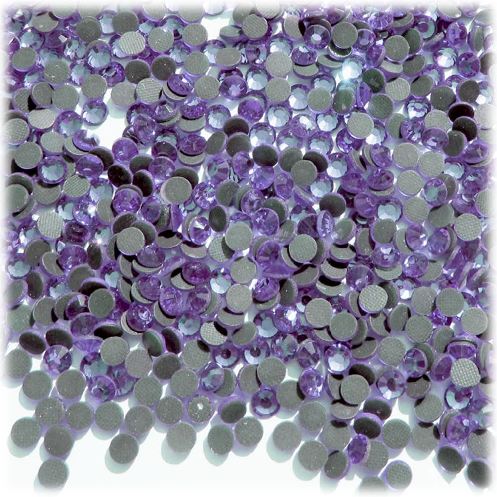 The Crafts Outlet 720-pc Iron On Heat induced Glue, Glass Rhinestones, 5mm (20ss) Small - Purple Amethyst