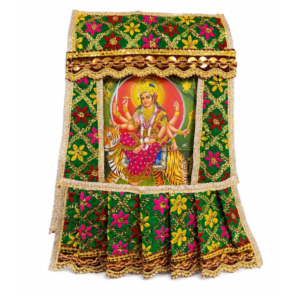 Mokshamrit God Frame Vastra for 8 x 6 Inch Frames | Decorative Devotional Dress Cloth Set for God Photo Frames | Pooja Mandir Decoration Vastra | Yellow Color-image-0