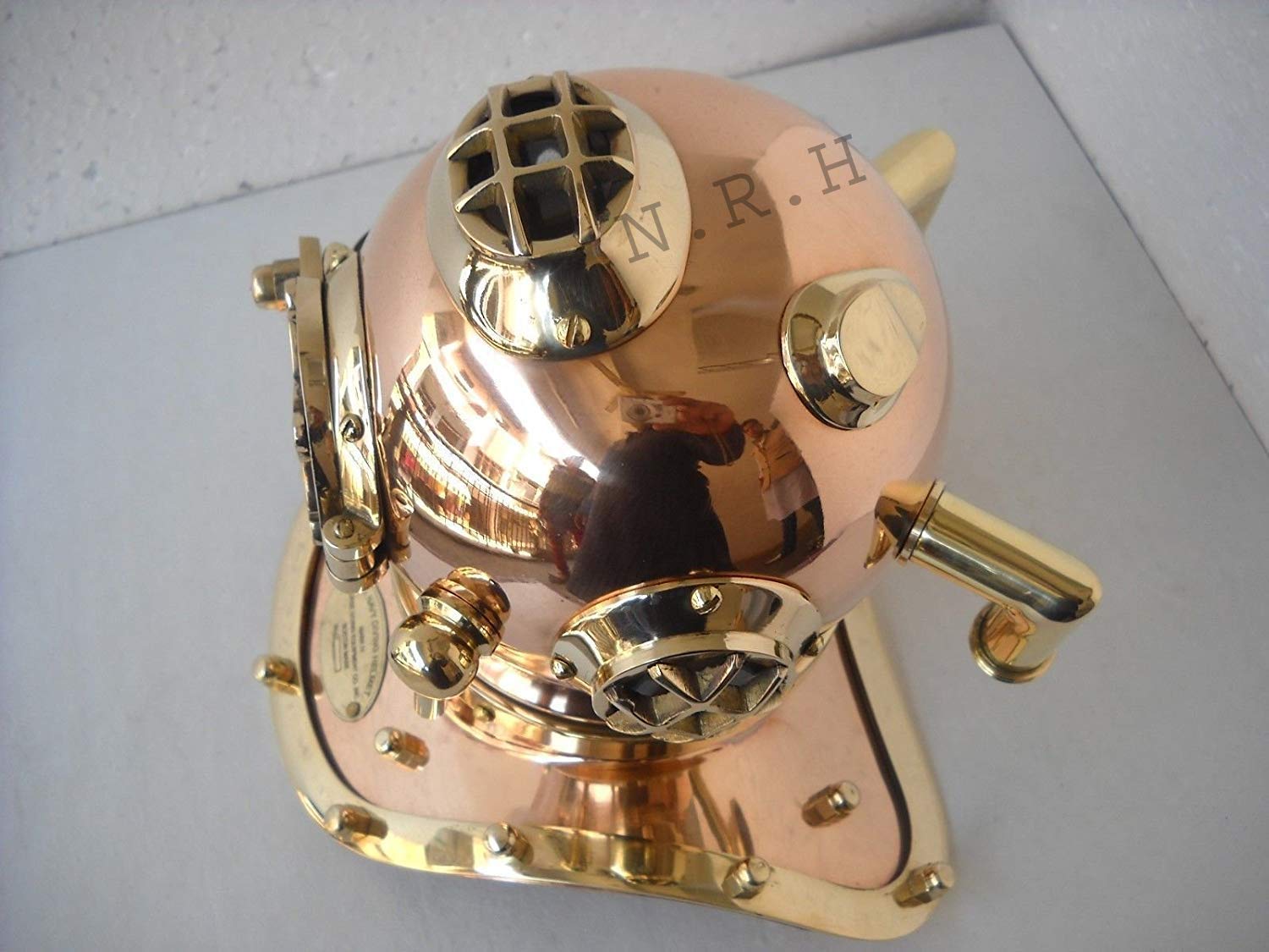US Navy Mark V Casque de plongée finition cuivre et laiton