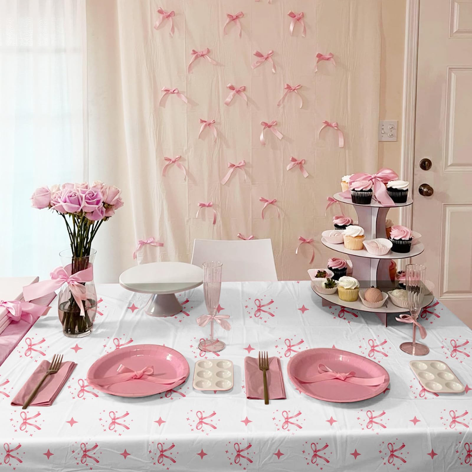 College Trailer Hitch Cover 3-Pack Pink Bow Tablecloth 54x108 Inch -  Coquette Disposable Table Covers For Wedding \u0026 Party Decor Disposable Party  Tablecovers, image size:1600x1600