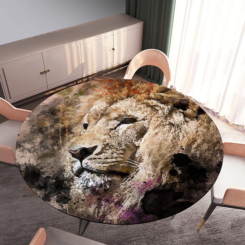 Chickwin Runde Tischdecke Wasserdicht & Elastisch – 3D-Löwenzahn Design, Polyester Für Küche, Garten (200 Cm Für 180-190 Cm Tisch)