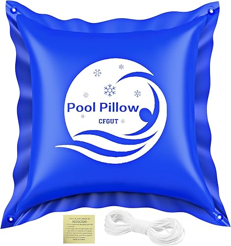 Almohada de piscina de 4 x 4 pies para piscina sobre el suelo, almohadas de piscina invernales de 0.016 in de grosor para cierre, funda de piscina