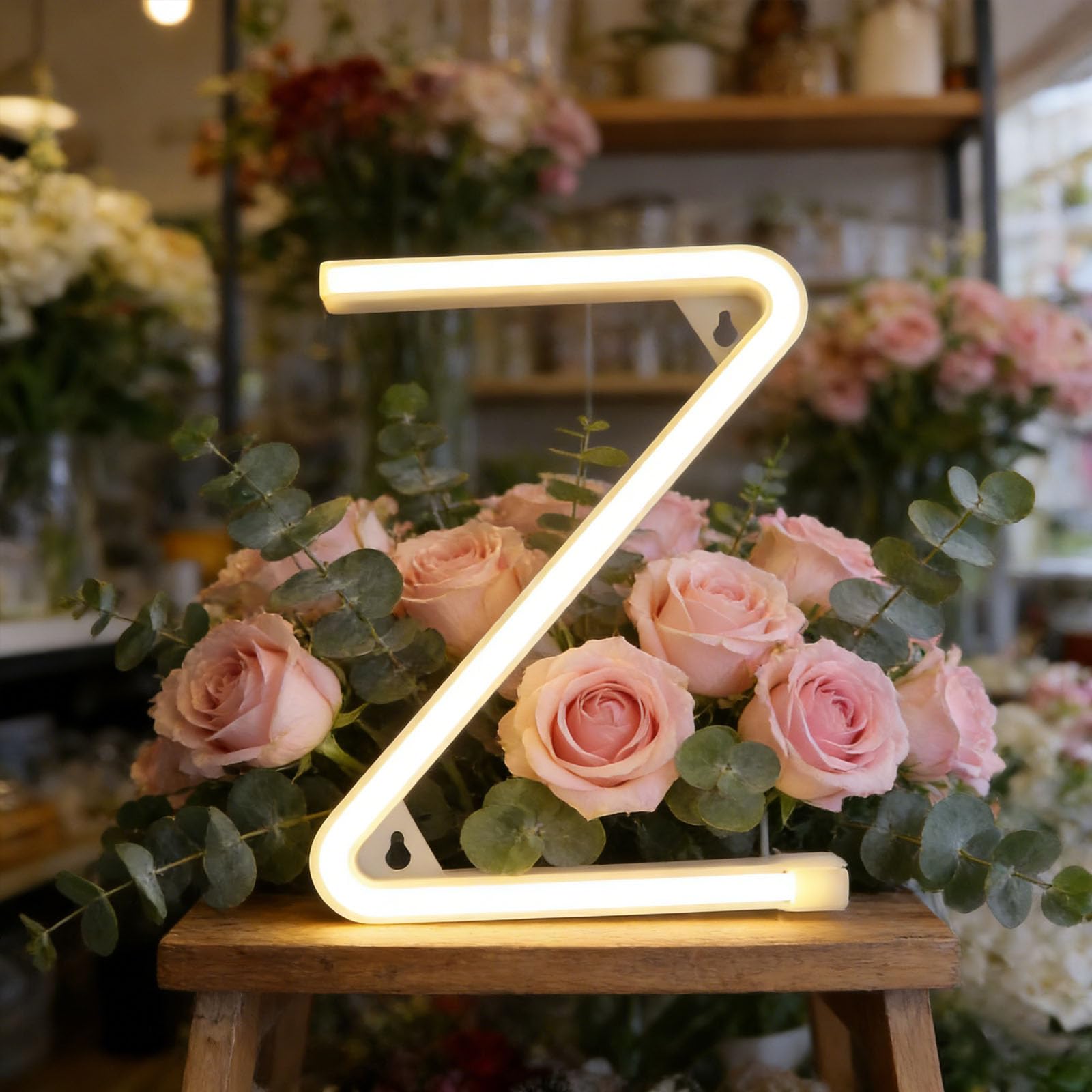 Neon Warm White LED Marquee Letter Lights, Light Up Letters Glitter Alphabet Letter Sign USB/Battery Powered for Night Light Birthday Party Wedding Girls Gift Home Bar Photo Booth Gifts Parties（Z）