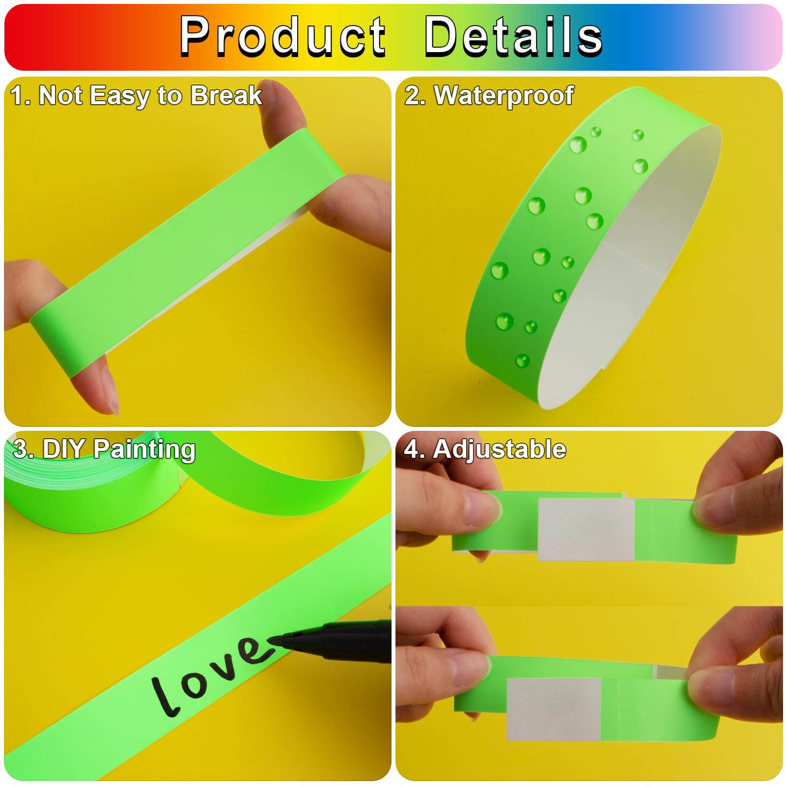 Wiyodaho Lot de 2 400 bracelets en papier plastique pour événements en papier coloré