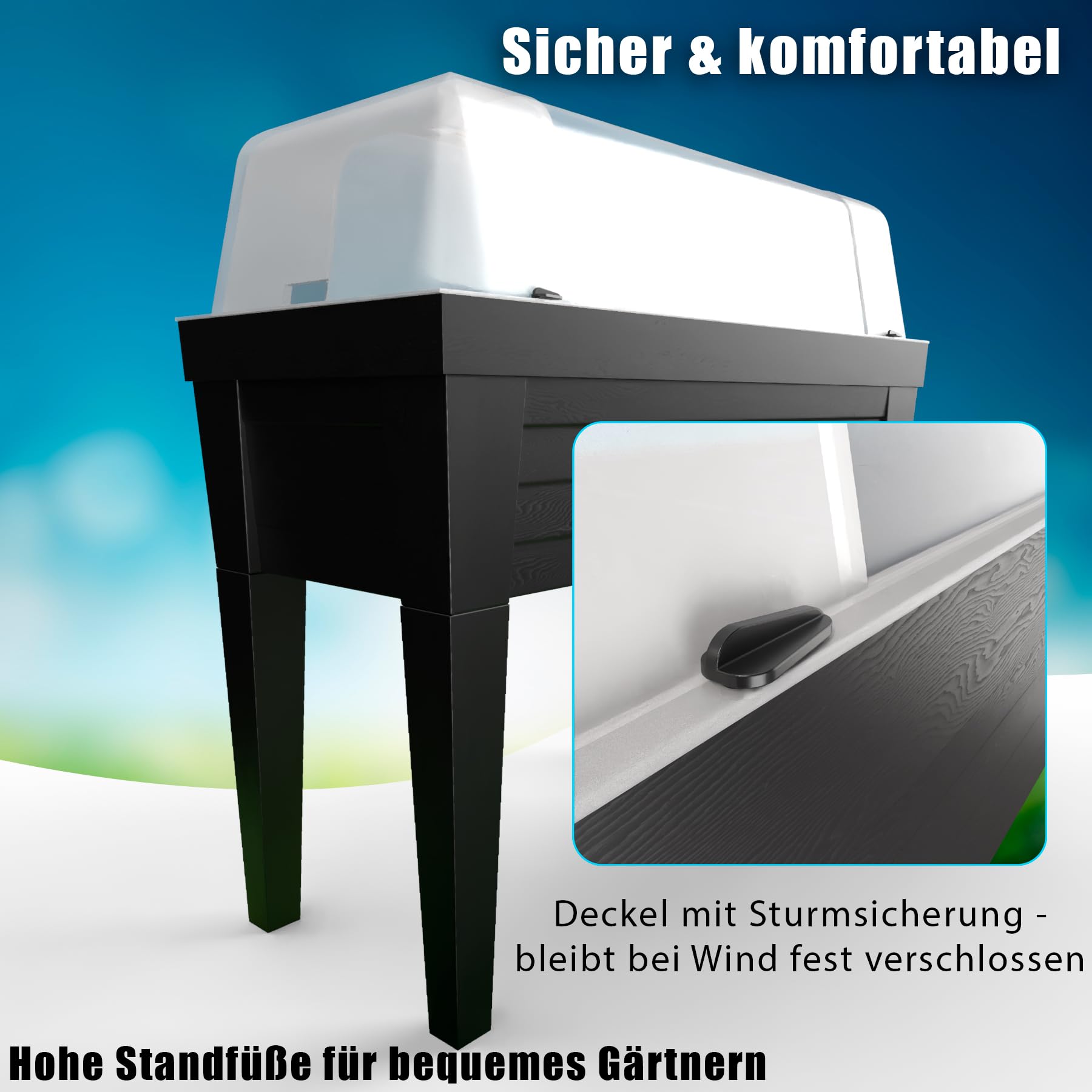 BigDean XXL Hochbett Balkon mit Abdeckung aus robustem Kunststoff