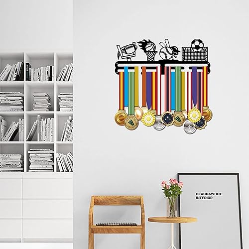 Miniatura 6 de SUPERDANT Soporte para medallas con temática de pelota, soporte para medallas de pared, soporte para medallas colgantes deportivas, apto para más de